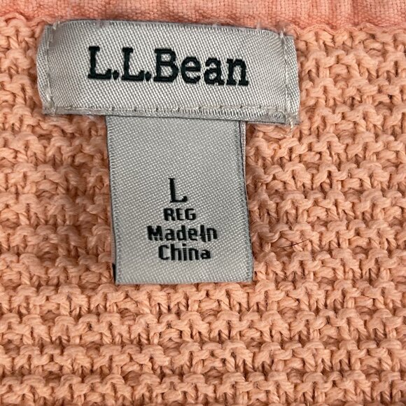 L.L. Bean Textured Woven Peach Cashmere Blend Cardigan Sweater Sz Large - Picture 3 of 4